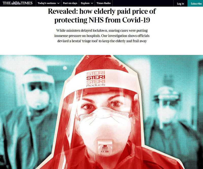 Shocking article in "Sunday Times": How elderly paid price of protecting NHS from Covid-19