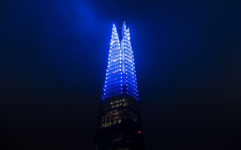 London’s Shard lights up for Christmas with dazzling Morse code tribute to NHS