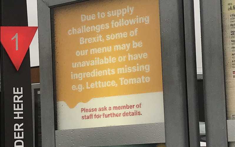 McDonald's w UK: "Może zabraknąć sałaty lub pomidorów"