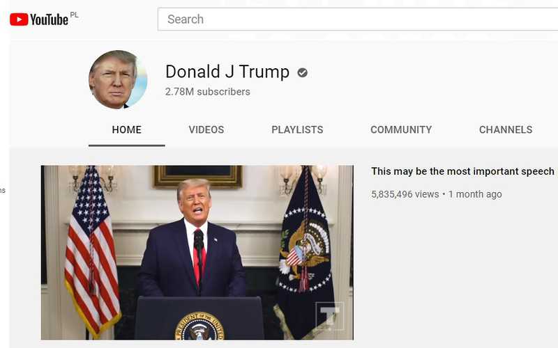 YouTube zawiesił kanał Donalda Trumpa