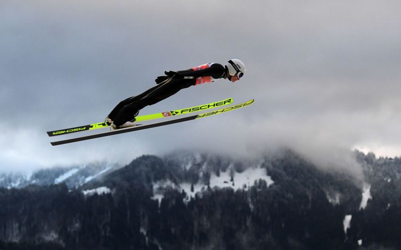 The closed border split the ski jumping hill in half