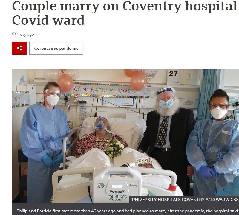 Couple marry on Coventry hospital Covid ward