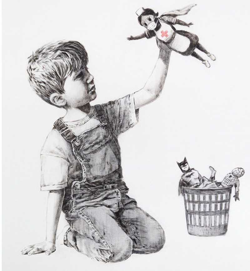 Obraz Banksy'ego będący hołdem dla służby zdrowia trafi na aukcję