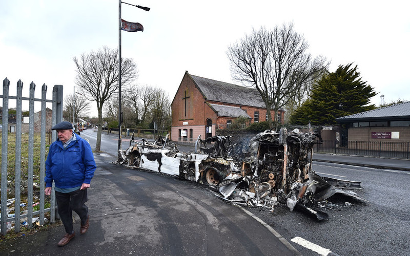 City bus was hijacked and burned during riots in Belfast