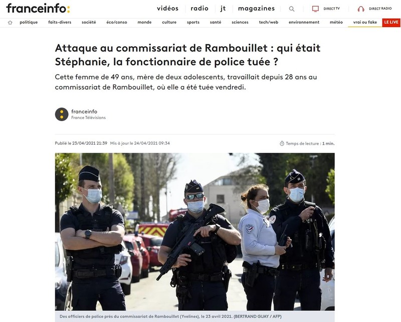 France shocked by the murder of a policewoman. Media: "This is the return of Islamist terror"