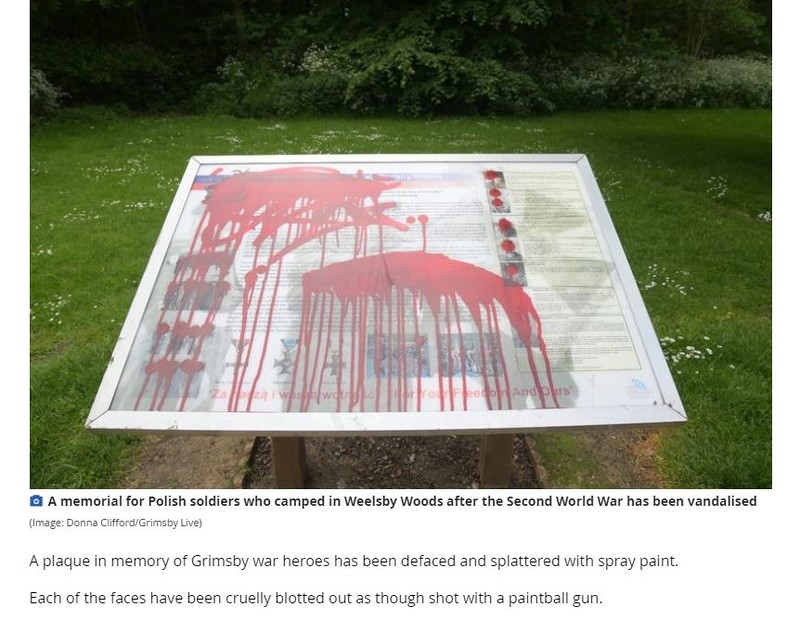 Polish war memorial desecrated in senseless spray paint attack
