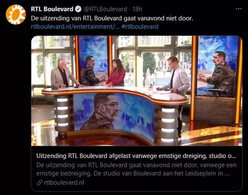 Netherlands: A TV studio has been evacuated by gangsters