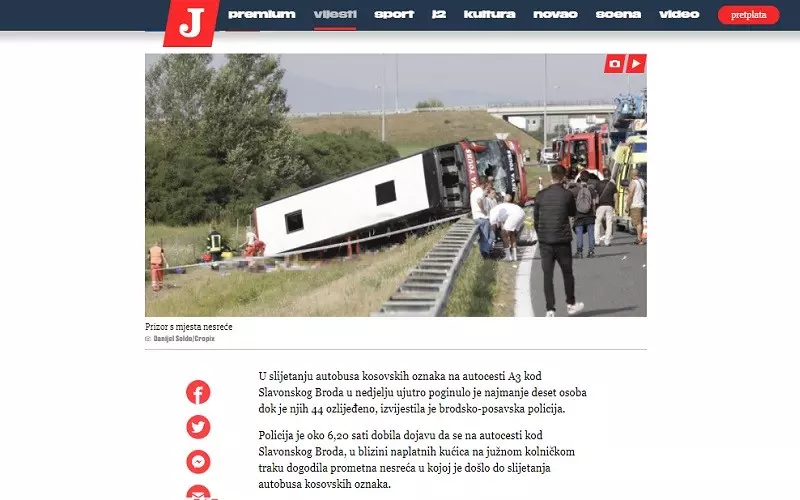 Ten killed in bus crash in Croatia