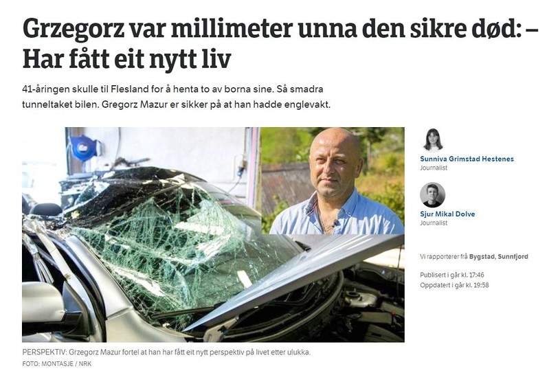 Norway: A Pole miraculously survived when a tonne stone fell on his car