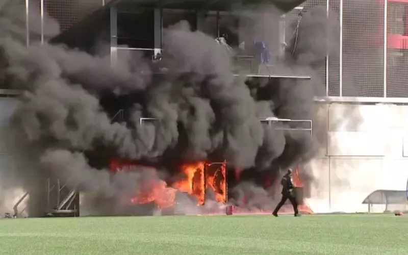 Fire breaks out during LIVE report at stadium due to host Andorra