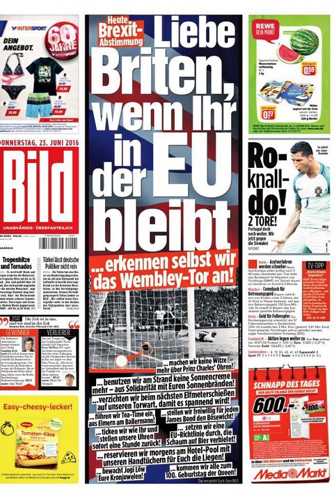 German newspaper BILD is promising something special if UK votes to Remain in the EU