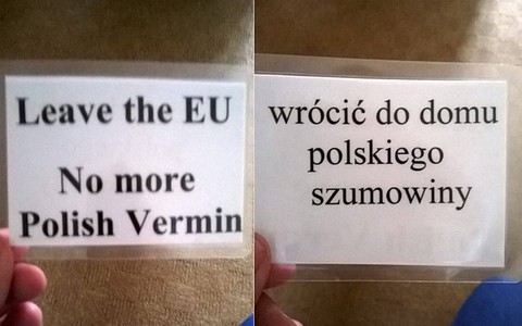 "No more Polish vermin" signs left outside primary schools in Huntingdon