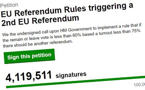 EU referendum petition signed by more than 4.1m