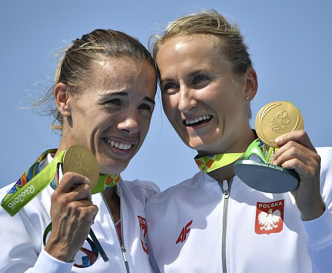 Gold medal by Poland's Magdalena Fularczyk-Kozlowska and Natalia Madaj of Poland in the double scull