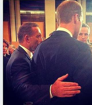 Tony Abbott 'breached' royal protocol by touching Prince William
