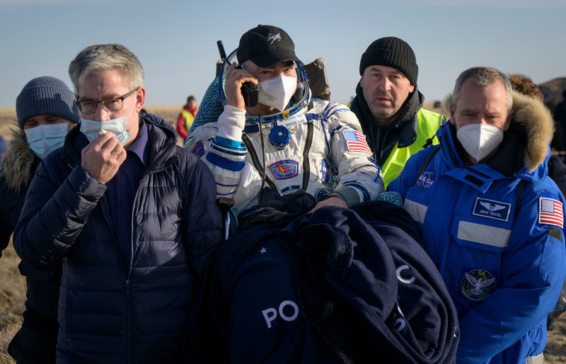 US astronaut and Russian cosmonauts returned to Earth from mission to ISS
