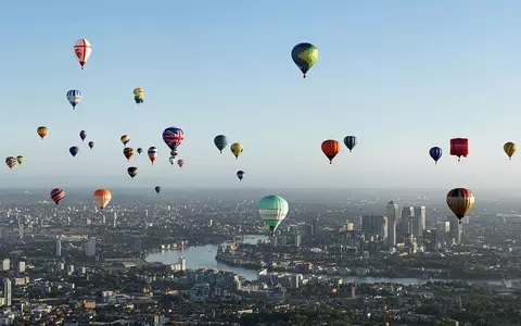 See hot air balloons drifting over central London