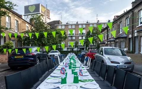 Empty table with 72 seats laid out for Jubilee street party nobody will attend