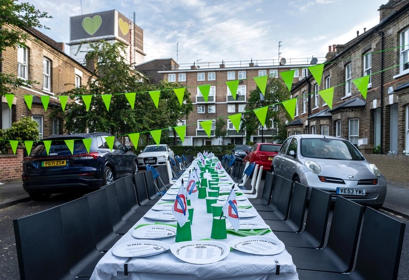 Empty table with 72 seats laid out for Jubilee street party nobody will attend