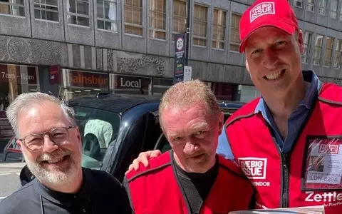 Prince William goes undercover selling the Big Issue in London