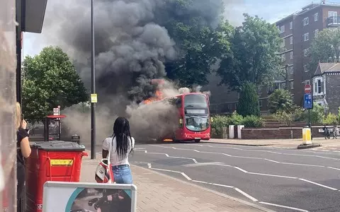 London double-decker bus erupts into fireball and passengers flee