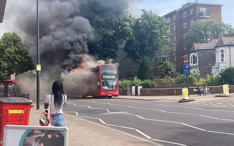 London double-decker bus erupts into fireball and passengers flee