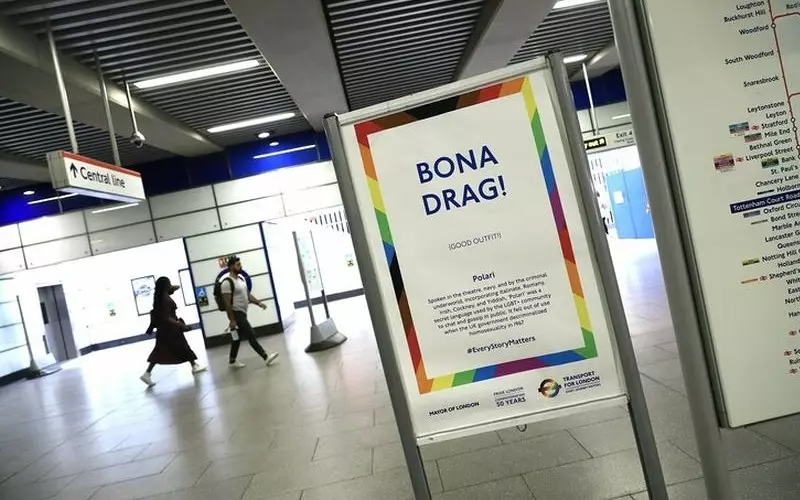 Posters with messages written in secret LGBT language pop up in Tube stations