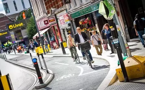 Protected bike lane added to intimidating Hammersmith intersection