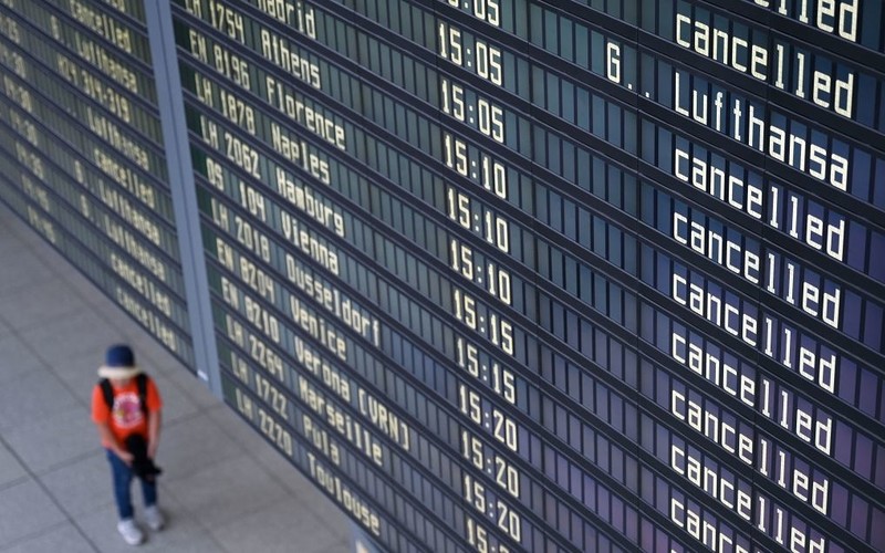 A strike by Lufthansa employees. More than 1,000 flights were canceled
