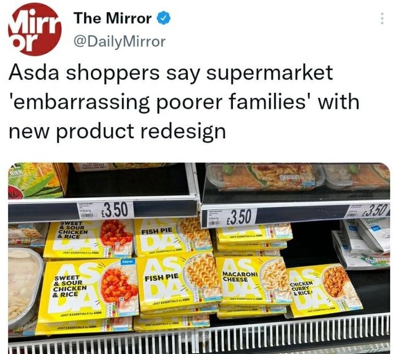 Asda w ogniu krytyki za opakowania taniej żywności. "Zawstydzają kupujących"