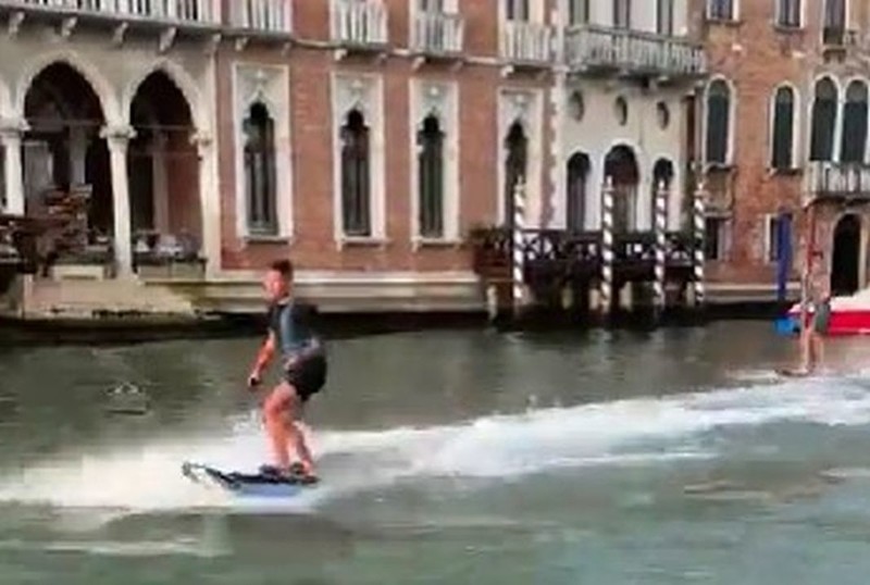 Italy: Surfers were arrested as they were speeding down the Grand Canal in Venice