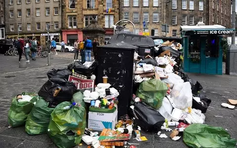 Scotland: Rubbish piles up in Edinburgh that hasn't been picked up for almost a week