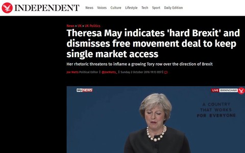 Brytyjska prasa: Zmierzamy w stronę "twardego Brexitu"