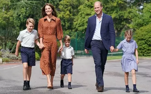 Louis, Charlotte and George all smiles on first day back at school