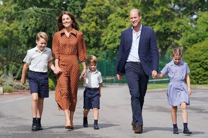 Louis, Charlotte and George all smiles on first day back at school