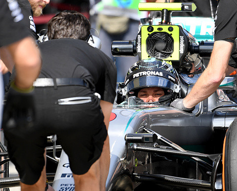 Nico Rosberg just ahead of Lewis Hamilton