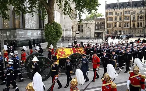 Queen's funeral procession underway through London streets