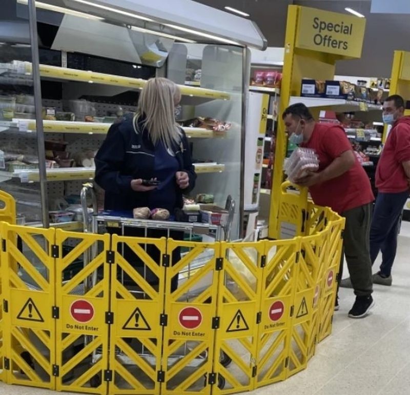 Tesco uses security barriers to stop shoppers snatching yellow sticker items from staff