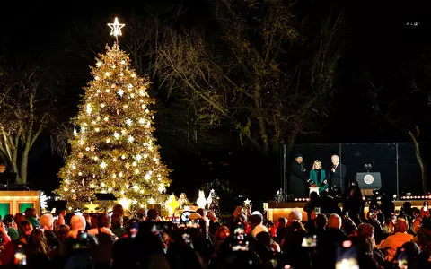 President Biden lit a Christmas tree in front of the White House