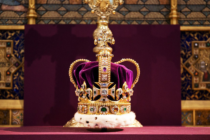 The crown used for the coronation is fitted to the head of King Charles III