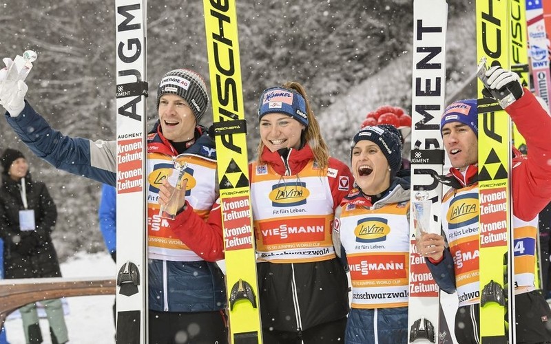 PŚ w skokach: Polska siódma w konkursie drużyn mieszanych, zwycięstwo Austrii