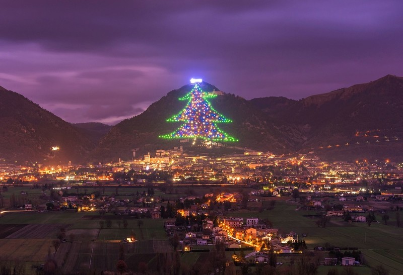 Italy: The world's largest Christmas tree lights up Gubbio in Umbria again