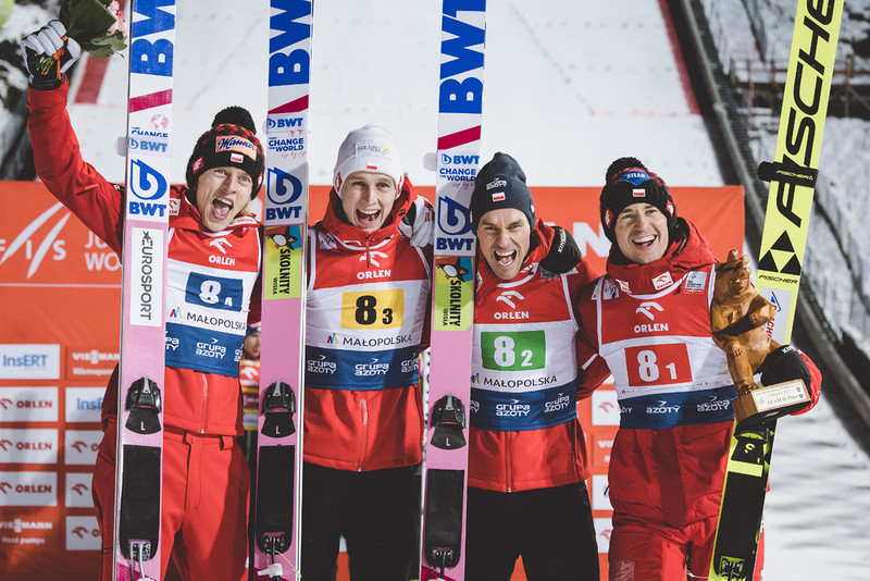 PŚ w skokach: Polska drużyna druga w Zakopanem, triumf Austrii
