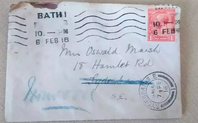 Brytyjska poczta doręczyła list, który został wysłany w lutym 1916 roku