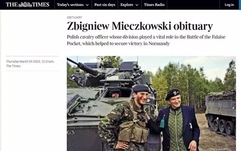 "The Times" mentions Major Mieczkowski, a veteran of the Battle of Normandy