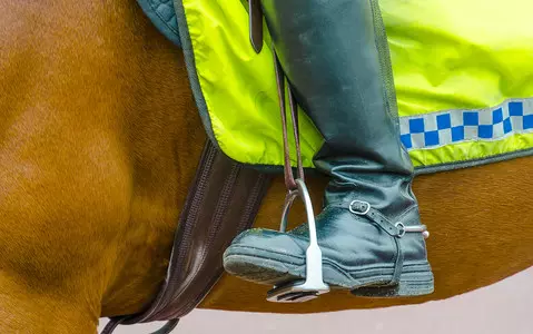 UK mounted police chase down man holding mobile phone while driving