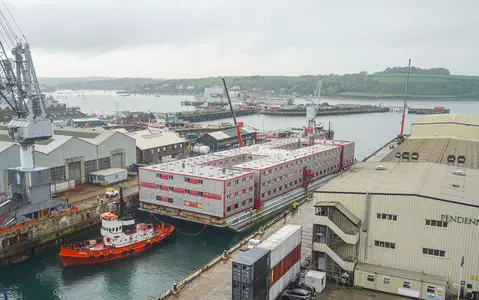 Inside the giant floating barge set to house 500 asylum seekers as it arrives in UK waters