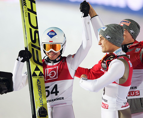 Kamil Stoch victory in a ski jumping World Cup team event on Sunday