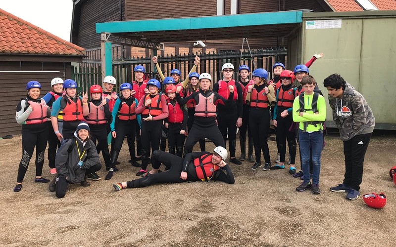 Group of Polish teenagers all set for Milton Keynes Adventure at The Caldecotte Xperience