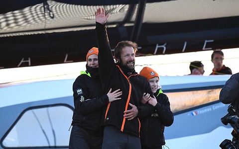 France's Thomas Coville sets new round-the-world sailing record of 49 days